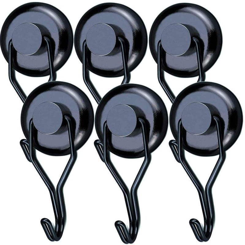 Elefama 110 LBS Magnetic Hooks Heavy Duty for Cruise Cabins Refrigerator Fridge Hanging Grill Tools Purse Magnet Hooks Strong Magnets with Hooks Black Magnetic Hook Hanger Swing for Kitchen Classroom - Image 1